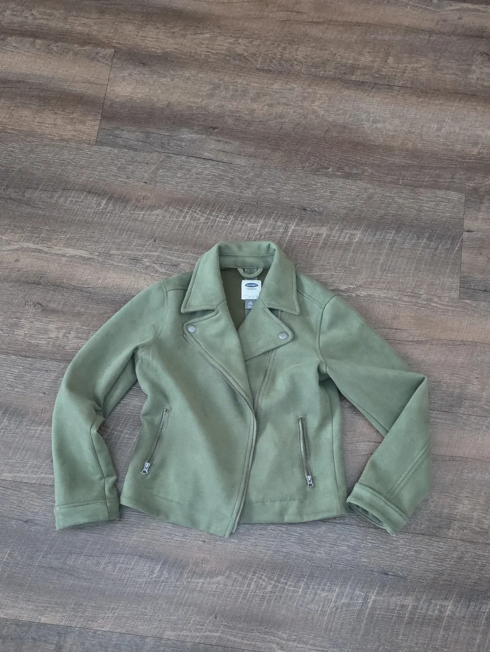 Old Navy Olive Green Faux-Suede Moto Jacket